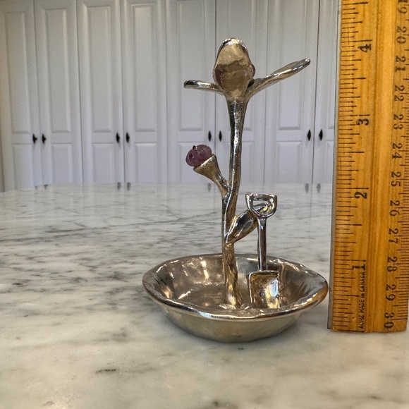 Michael Aram Fantasy Bloom Amethyst & nickel Salt Dish with Shovel Spoon. NIB. - Picture 11 of 13